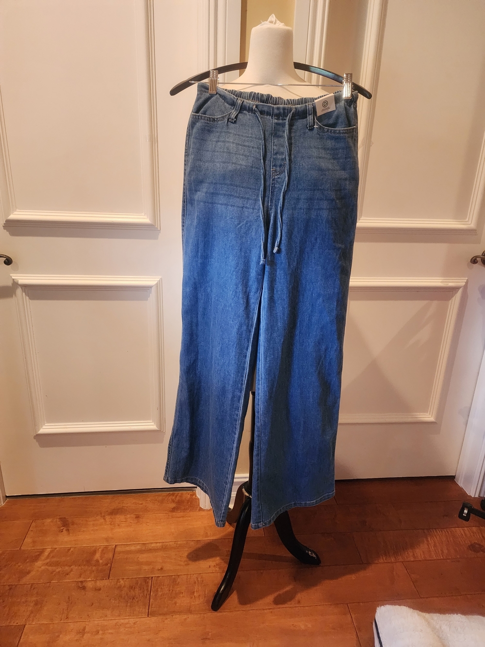 No Boundaries Blue Wide-Leg Drawstring Jeans